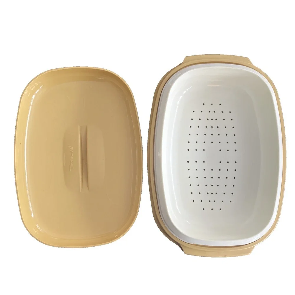 Vtg‎ Tupperware Microwave Steamer 3Pc Set Harvest Gold #1273-6 #1274-8 #1275-3